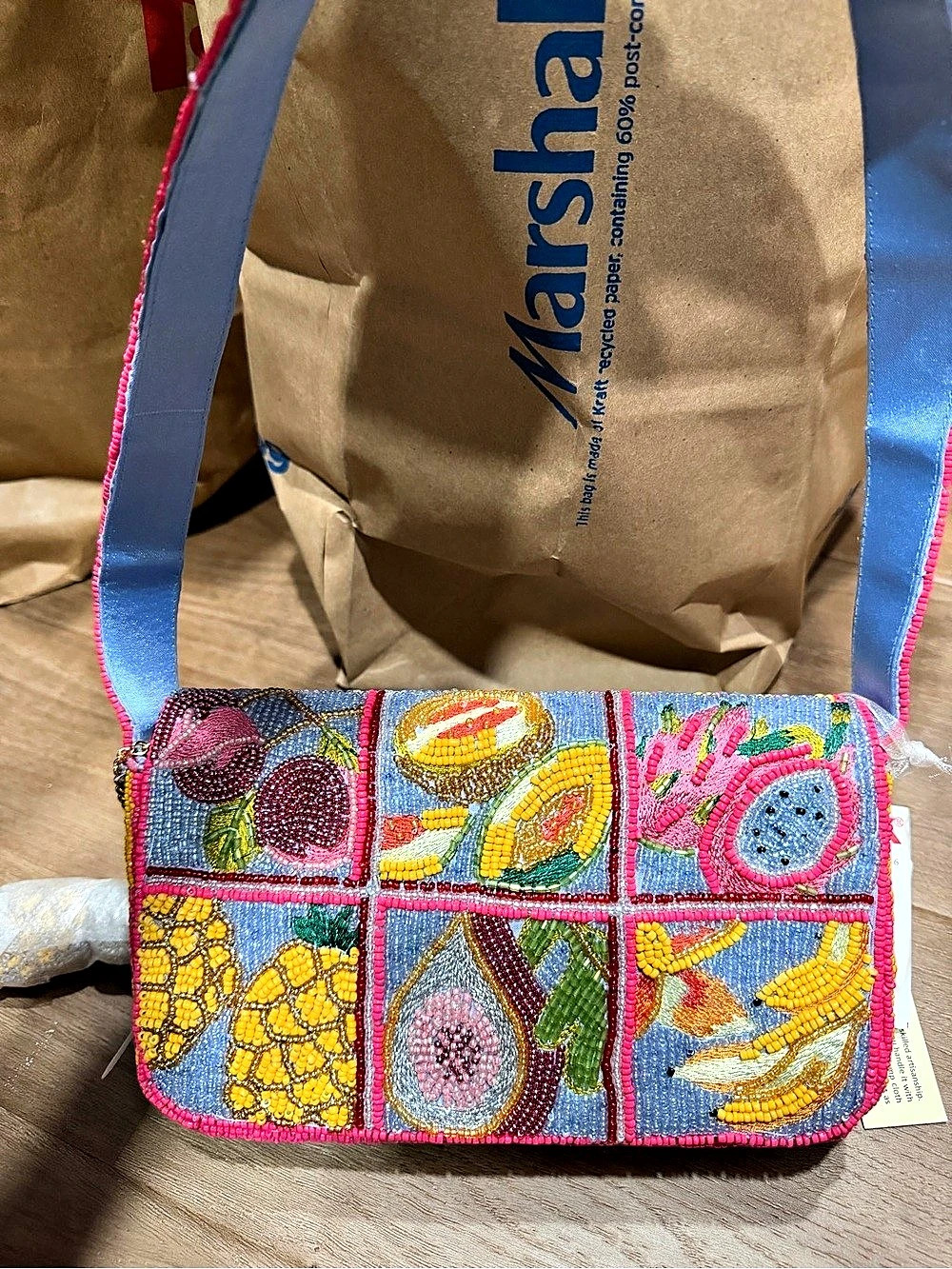Beaded made in India viral fruit bag with pineapple charm